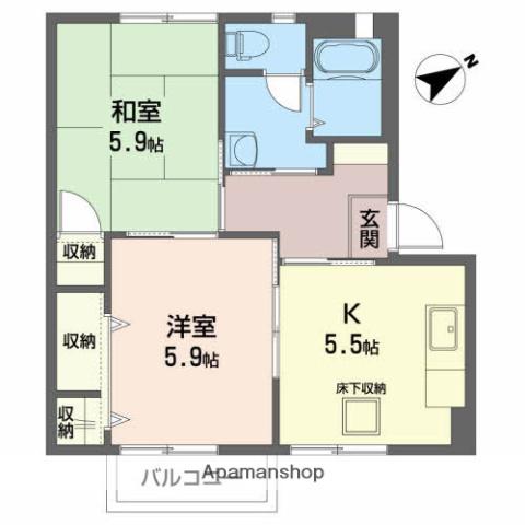 サンロードD(2K/1階)の間取り写真