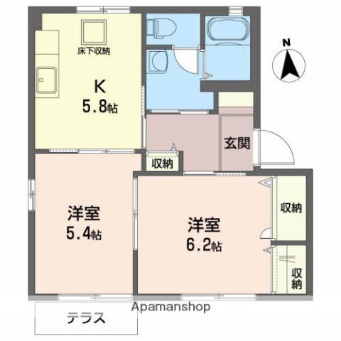 インナーバレー(2K/1階)の間取り写真