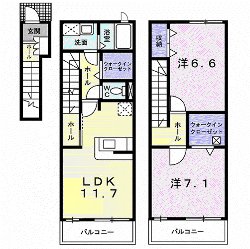モルティⅢ(2LDK/2階)の間取り写真
