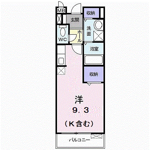 リバーサイド広面(ワンルーム/2階)の間取り写真
