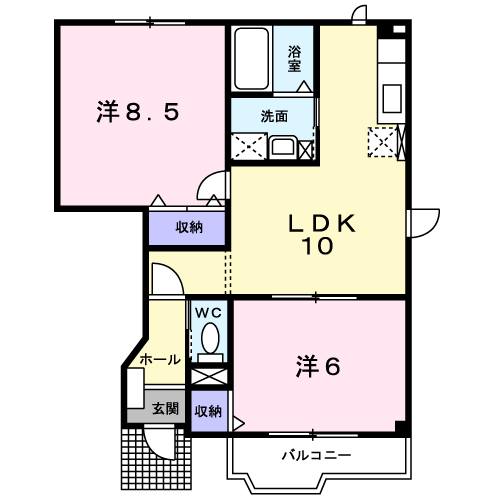 パルーデⅠ(2LDK/1階)の間取り写真