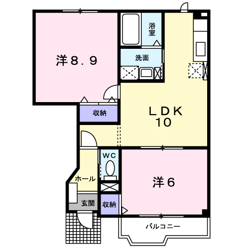 パルーデⅠ(2LDK/1階)の間取り写真
