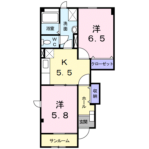 サン・ベルデ(2K/1階)の間取り写真
