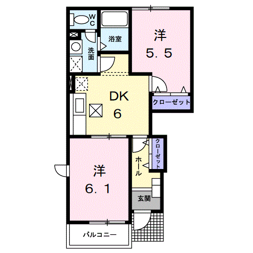 サンパティーⅢ(2DK/1階)の間取り写真