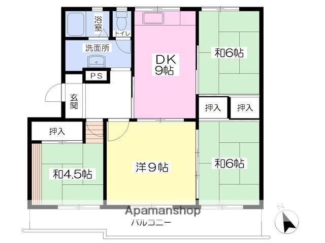リアンⅠ(4DK/3階)の間取り写真