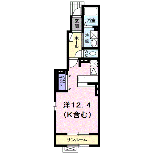 シャイン コート(ワンルーム/1階)の間取り写真
