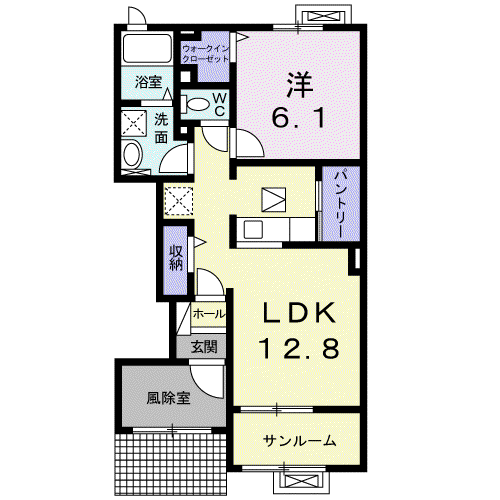 アトレⅡ(1LDK/1階)の間取り写真