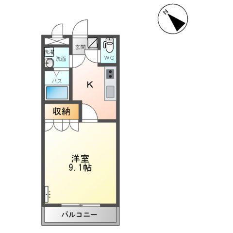 コンフォート堰添(1K/1階)の間取り写真