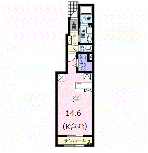 ルトンセランⅡ(ワンルーム/1階)の間取り写真
