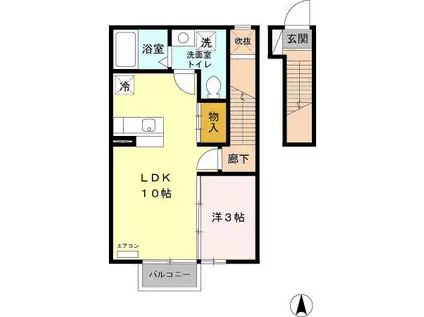 コンフォート八橋南(1LDK/2階)の間取り写真