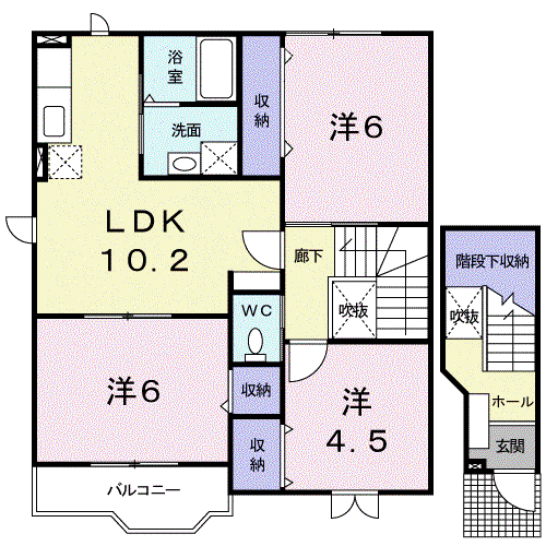 クレストール21A(3LDK/2階)の間取り写真