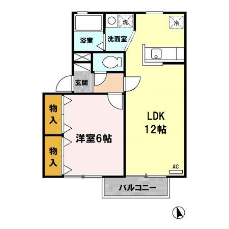 リビングタウン東通ⅡC(1LDK/1階)の間取り写真