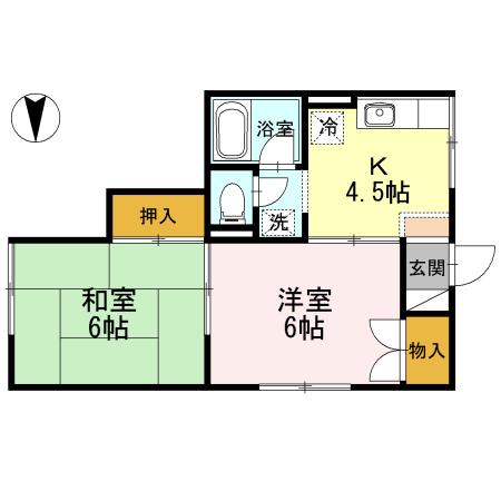 フリーダム(2K/1階)の間取り写真