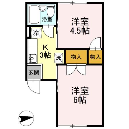 レジデンスオルメ(2K/1階)の間取り写真