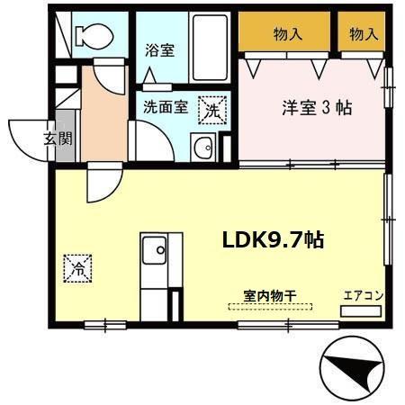 マノワール・リヴィエール2(1LDK/1階)の間取り写真