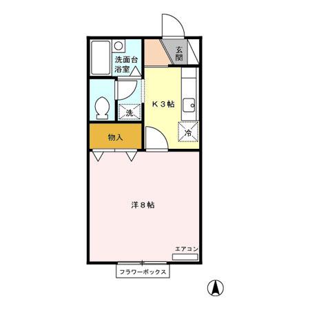 セジュール勝平(1K/2階)の間取り写真