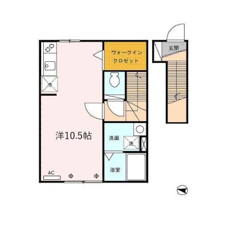 アルパイン(ワンルーム/2階)の間取り写真