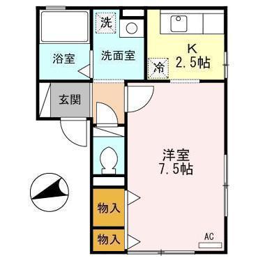 南通レオ(1K/1階)の間取り写真