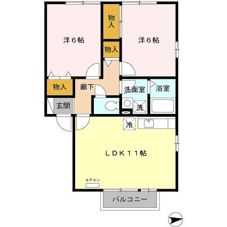 メゾン・ド・マリアージュ N(2LDK/2階)の間取り写真