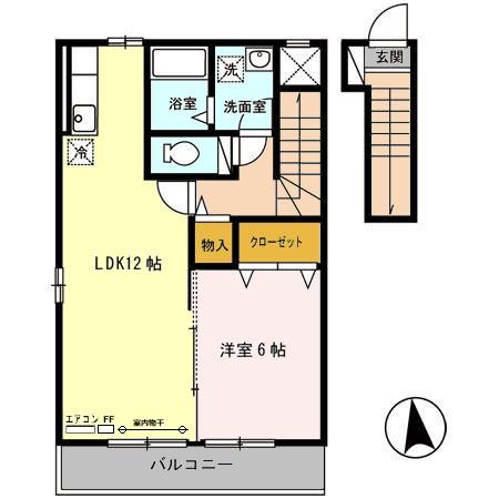 サンクレスト B(1LDK/2階)の間取り写真