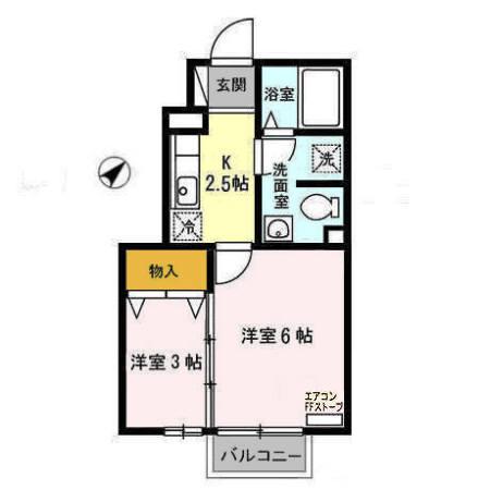 プレジオ将軍野(2K/1階)の間取り写真