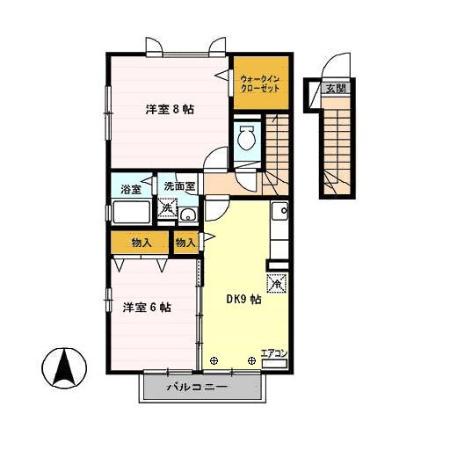 モダンコート広面 D(2DK/2階)の間取り写真