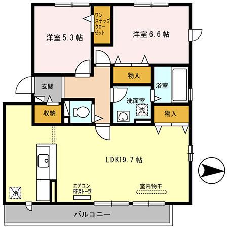 PURE-FIRST蓮沼(2LDK/3階)の間取り写真