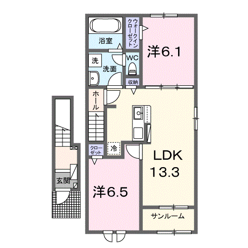 レジダンス・マリンA(2LDK/2階)の間取り写真