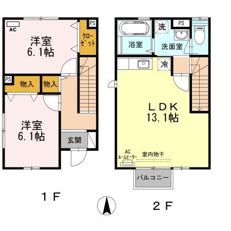 サニーコート松根ＩＩ(2LDK)の間取り写真