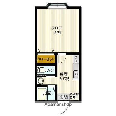 秋田県秋田市 2階建 築23年(1K/1階)の間取り写真
