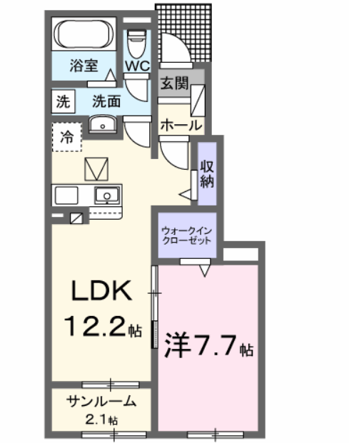 アルトプエンテ Ⅱ(1LDK/1階)の間取り写真