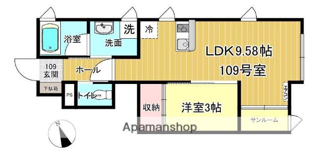 CASAFRENTERICOOMACHI(1LDK/1階)の間取り写真