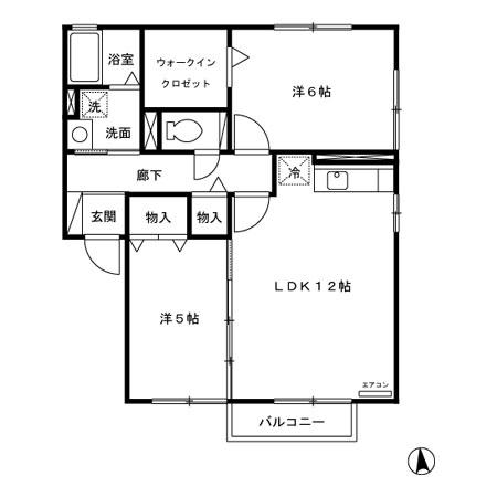 セジュール目長田 II(2LDK/2階)の間取り写真