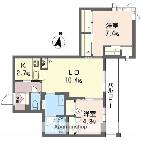 フォルビート八橋(2LDK/2階)の間取り写真