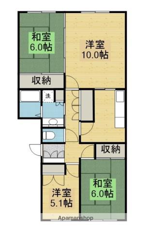 テレパレス総社町(3LDK/1階)の間取り写真