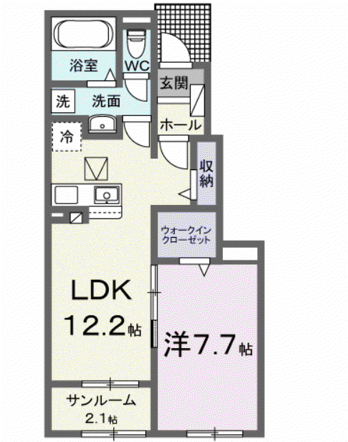 うららⅡ(1LDK/1階)の間取り写真