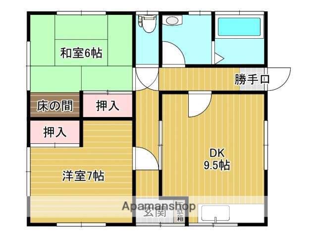 羽越本線 羽後牛島駅 徒歩20分 1階建 築37年(2DK)の間取り写真
