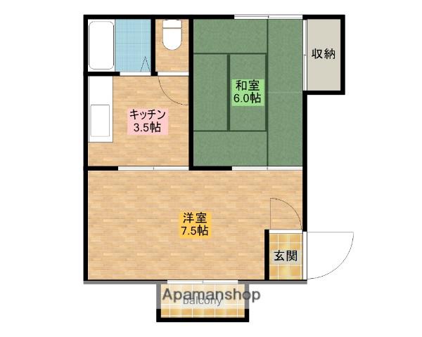 アーバンハウスB(2K/1階)の間取り写真