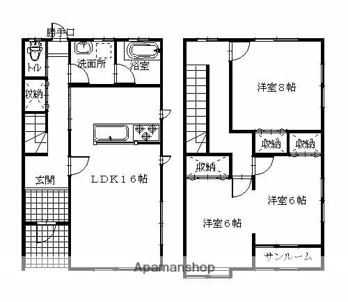 パティオ緑ヶ丘A棟(3LDK/1階)の間取り写真
