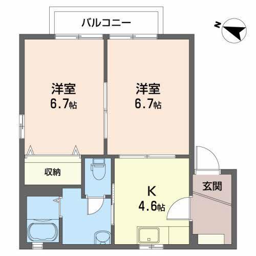 アクアロードⅡ-C(2K/1階)の間取り写真