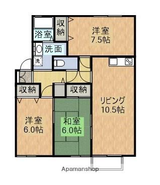 カーサユザワ(3LDK/2階)の間取り写真