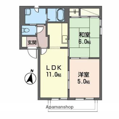 アークヒルズS3(2LDK/2階)の間取り写真