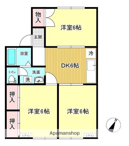 パレーシャル・亀の町(3DK/1階)の間取り写真