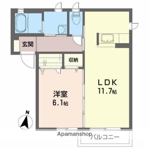 パストラルC(1LDK/1階)の間取り写真