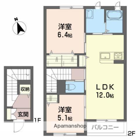 ドルチェ1(2LDK/2階)の間取り写真