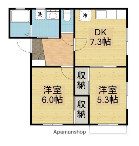 エクセル城南(2DK/1階)の間取り写真