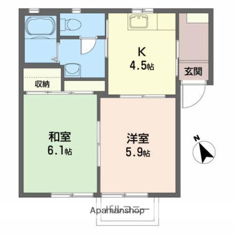 コーポワタナベ(2K/2階)の間取り写真