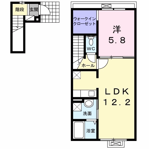 ジェルメ(1LDK/2階)の間取り写真