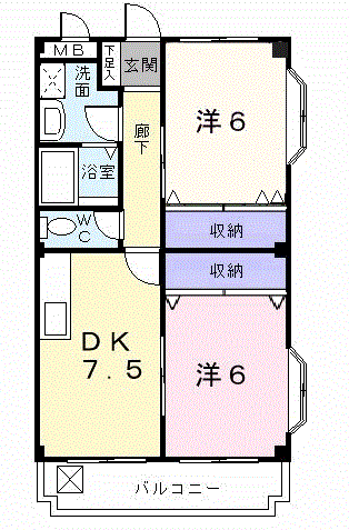 アビタシオン泉(2DK/3階)の間取り写真