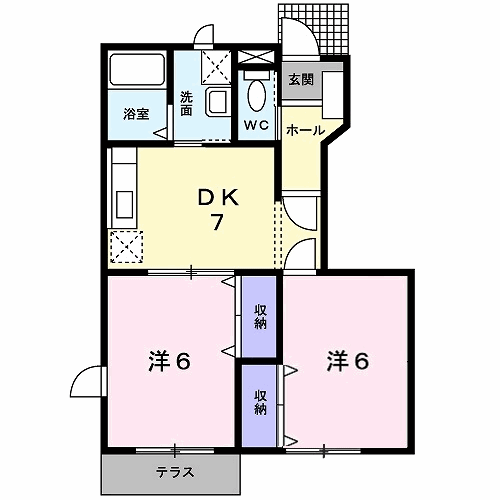 プラッツ手形山(2DK/1階)の間取り写真